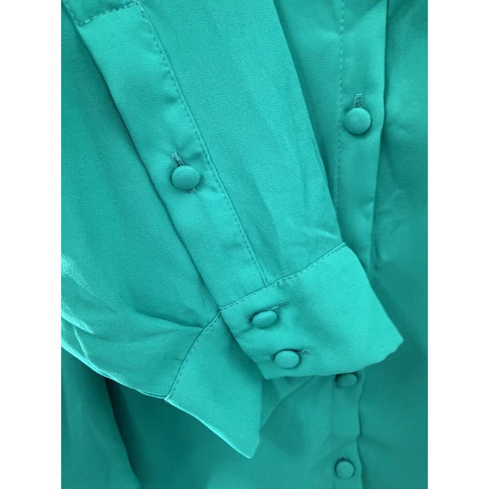 Torrid Madison Georgette Button Up Long Sleeve Shirt 2/2X NWT Fanfare Green - Picture 5 of 9